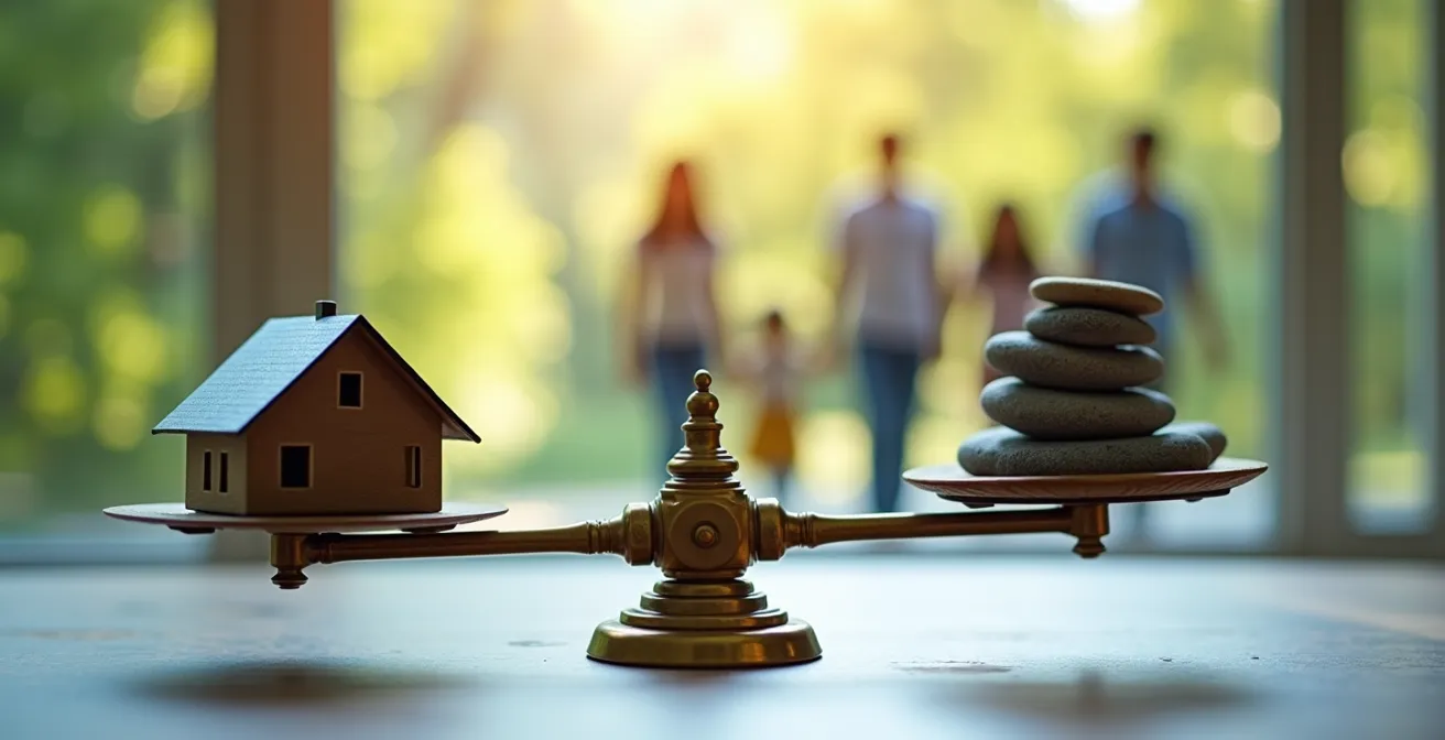 Balance symbolisant le calcul du capital décès nécessaire pour équilibrer les besoins de la famille et la stabilité financière.