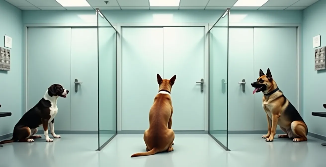 Trois types de chiens catégorisés avec symboles d'assurance et de réglementation