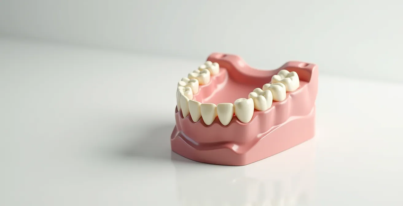 Vue anatomique de la mâchoire montrant la distinction entre dents visibles et non visibles dans le sourire
